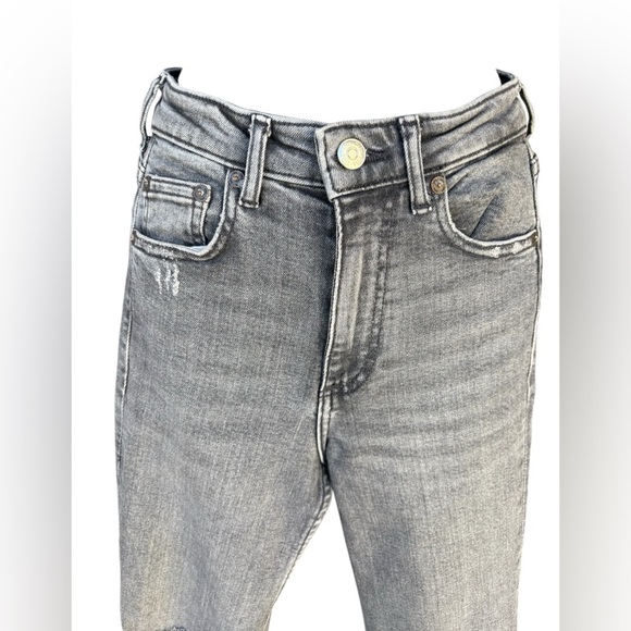 Zara Gray Denim Slim Straight Zara Jeans for Women with Split hem design sz 2 - Picture 5 of 7